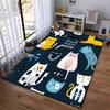 Colorful Cartoon Cat Pattern Carpet with Whimsical Feline Designs in Dark Blue Background Suitable for use as an anti-slip1 for1room and bedroom sofas