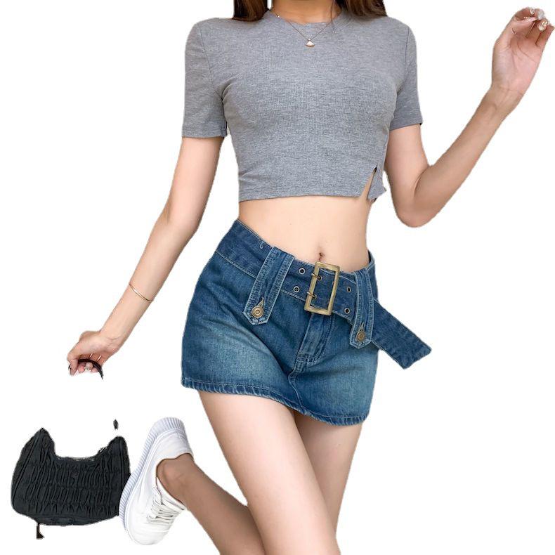 Damen Vintage Low Waist Bodycon Denim Minirock