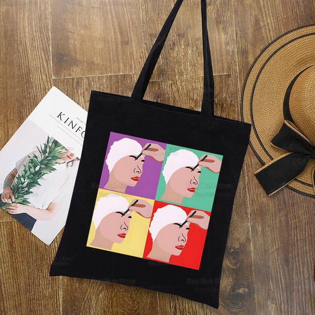 

Черная большая сумка Mitski Singer, холщовые сумки унисекс, сумка для покупок Be The Cowboy, повседневная складная сумка через плечо Bury Me At Makeout Creek