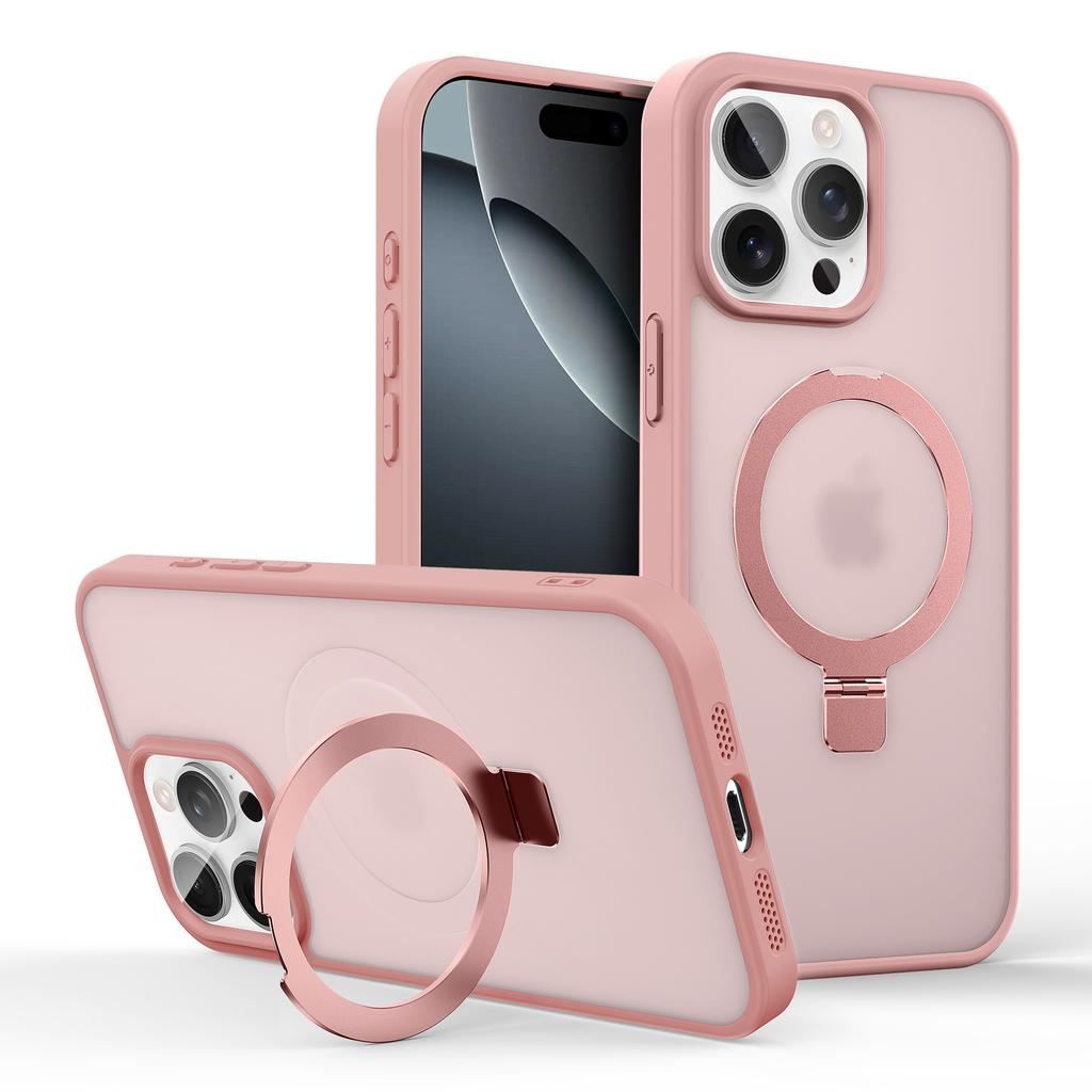 Applicable iPhone Magnetic metal bracket Mobile phone case Apple 16 matte skin feel anti-drop protective cover