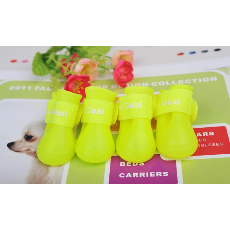 

New Cute 2018 Pet Shoes Booties Rubber Dog Waterproof Antislip Rain Boots S M L M жовтий