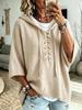 Europe & America Solid Color Hooded Sweater - Autumn 2026, Loose Knit Top with Drawstring for Women