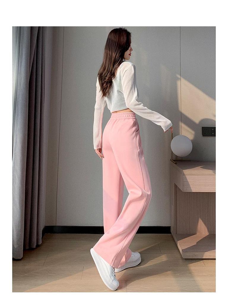 Women's High Waist Loose Candy Color Wide Leg Pants - Versatile Slim Fit for Spring and Autumn