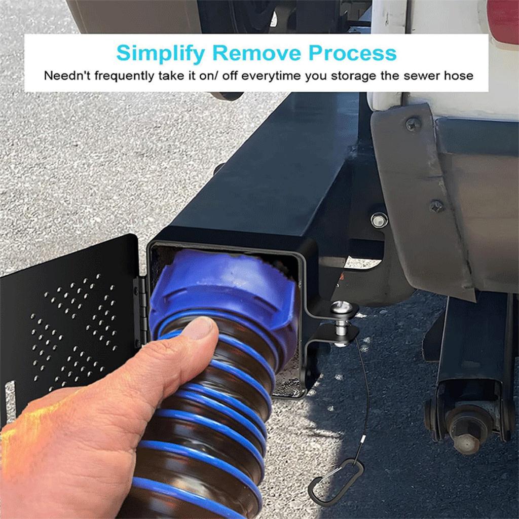 Aluminum RV Bumper End Cap For 4x4 Inch Square Bumper Plug With Vent Holes, Simplified Camper Sewer Hose Storage Protective Cover With Hinged Door