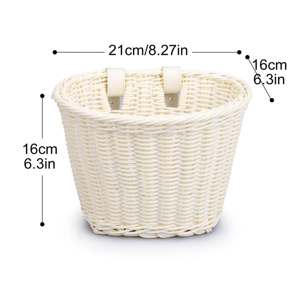 Colorful Woven Rattan Bike Basket for Children's Bicycle - Washable Frame Accessory