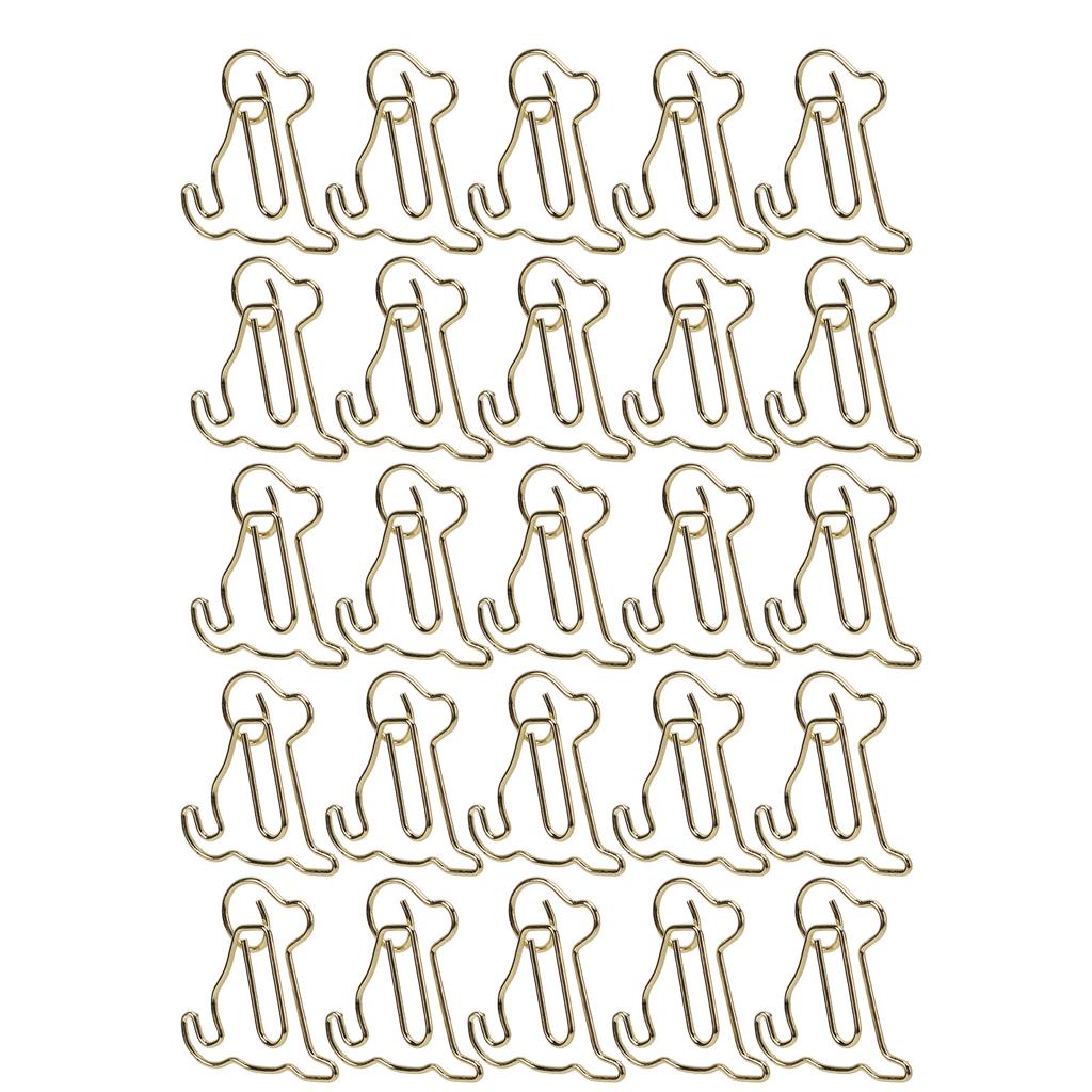 25pcs Shaped Paper Clips Metal Material Light Portable Golden Puppy Shapes Office Clips for Document
