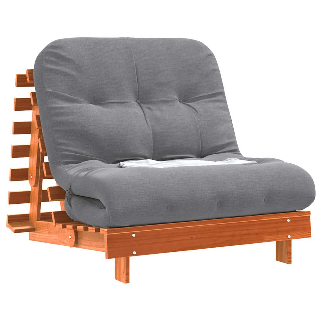 Vidaxl Sofa Rozkładana Futon, Z Materacem, Woskowy Brąz, 80X206X11 Cm