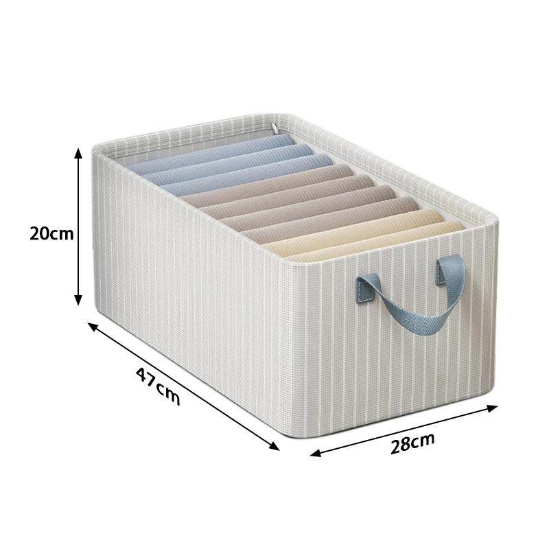 

Foldable Clothes Storage Box with Metal Frame Large Capacity Wardrobe Storage Box for T-shirts Pants Quilt Toys Closet Organizer бежевый