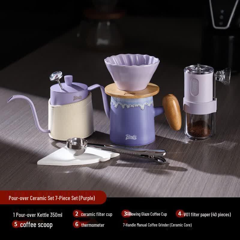 Qiwei Ceramic Pour-Over Coffee Set with Grinder