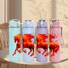 1PC Running Red Horse Silhouette 750ml Color Plastic Sports Water Bottle Leakproof Flip Straw Lid Suitable for Sports Office Home Use