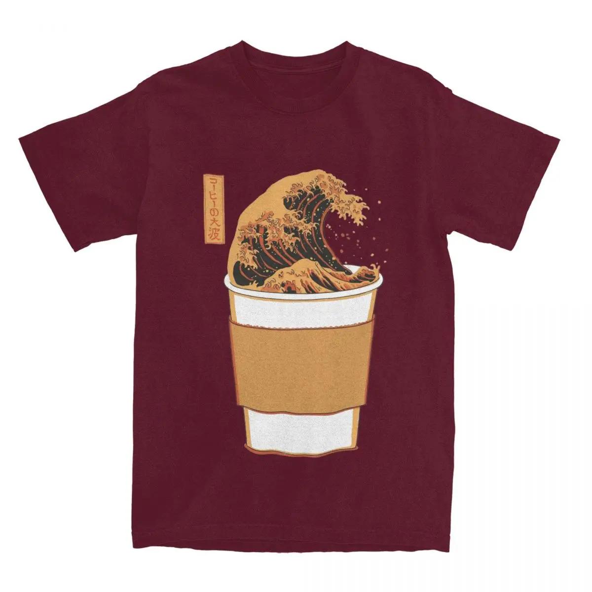 

Футболки с надписью «The Great Wave Of Coffee» для мужчин и женщин. Футболки с коротким рукавом. Все сезоны. XXXXXL бордовый