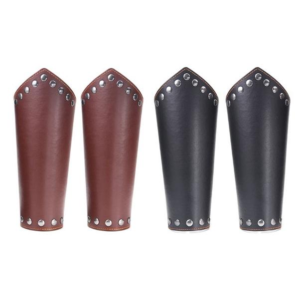 2 Pack Faux Leather Arm Guards Medieval Knight Bracers Leather Gauntlet Wrist XUF