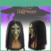Scary Classic Witch Mask For Halloween Festivities With Realistic Black Hair Design