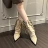 Fashion Women's Fashion Pointy Tassel Western Cowboy Boots Fall New Vintage Suede Soft Sole Non-slip Low Heel Ankle Boots