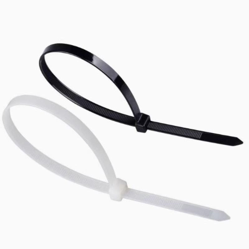 Nylon Cable Ties, Plastic Black and White Binding Straps, Packaging Self-locking Strapping Straps, Fixed Straps