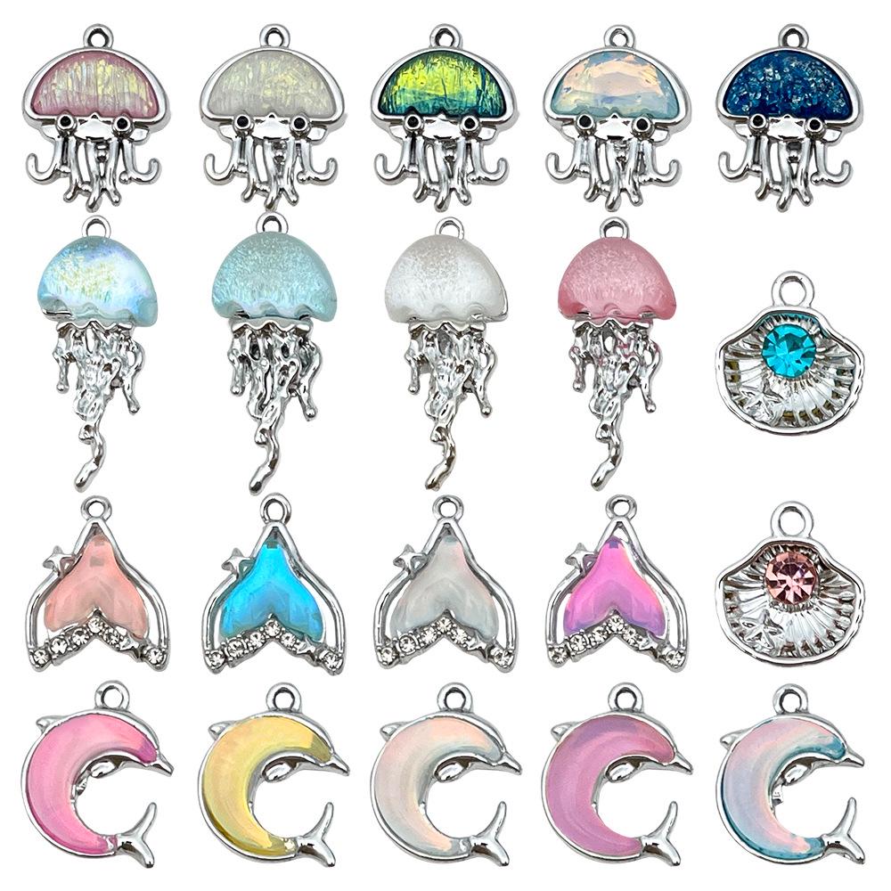 Iridescent Ocean Pig Pendant Sticker for DIY Jewelry: Earring, Necklace, Bracelet, Keychain