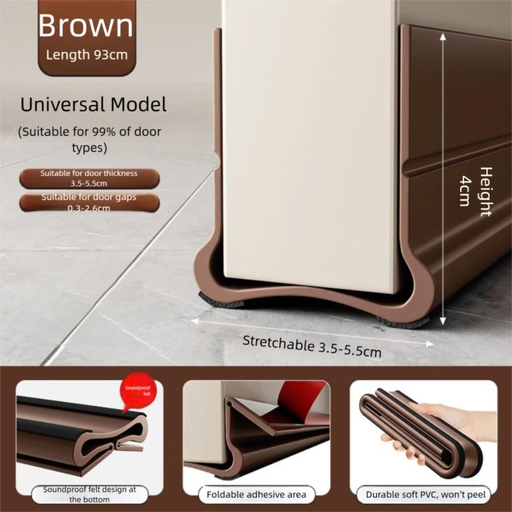 93cm PVC Flexible Door Bottom Seal Strip Self-Adhesive Weatherstrip for Wind/Dust Proof Soundproofing Felt Gap Cover