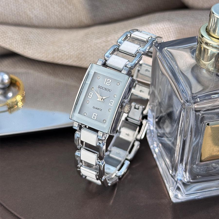Couple Watch Square Watch Diamond-encrusted Women's Watch Imitation Ceramic Quartz Watch Square Quartz Watch