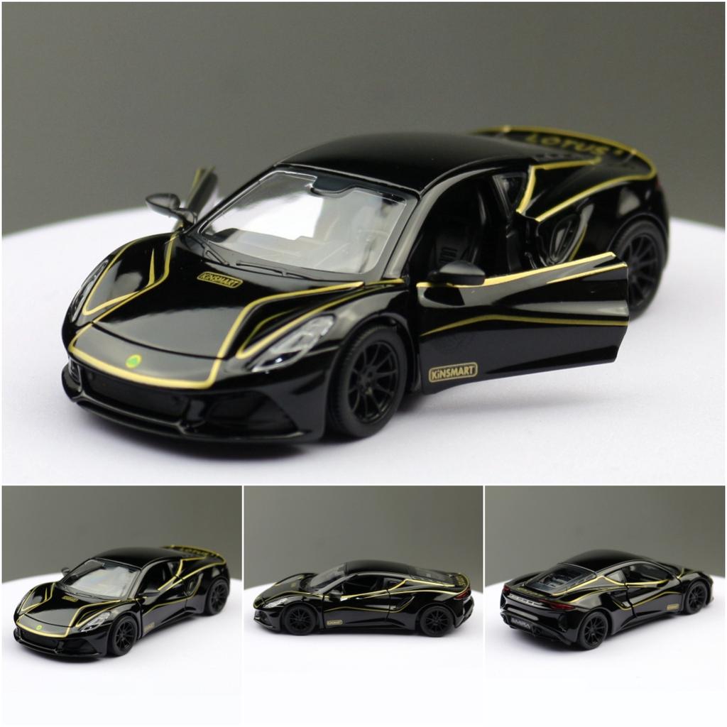 Modèle de voiture miniature 1/34 Lotus Emira Rally Racing en alliage moulé sous pression, véhicule miniature à tirer, collection, cadeau pour enfants garçons