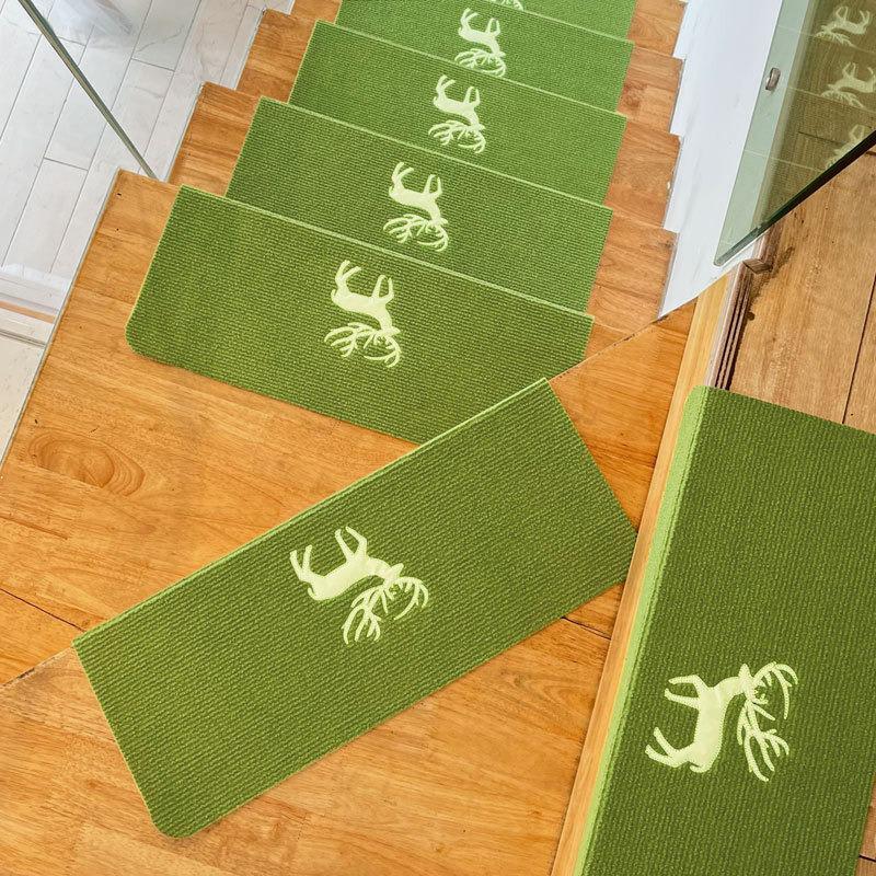 Luminous Self-Adhesive Stair Tread Mats - Splicable, Glue-Free, Solid Wood Protection Carpets