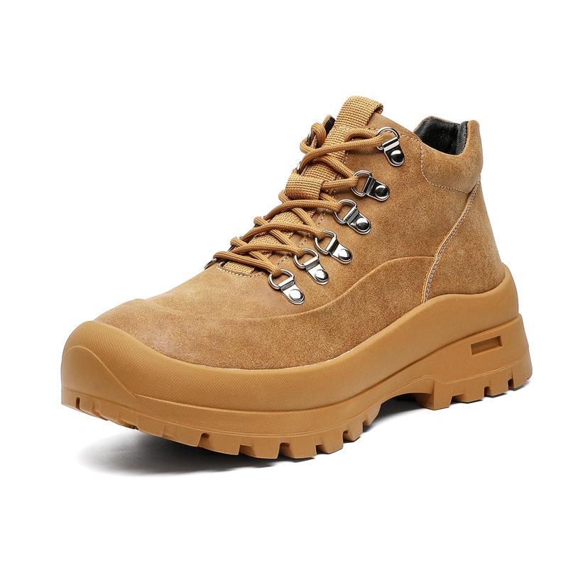 Fashion men's casual desert boots cow suede leather shoes cowboy tooling work boot stage nightclub spring autumn platform ankle botas