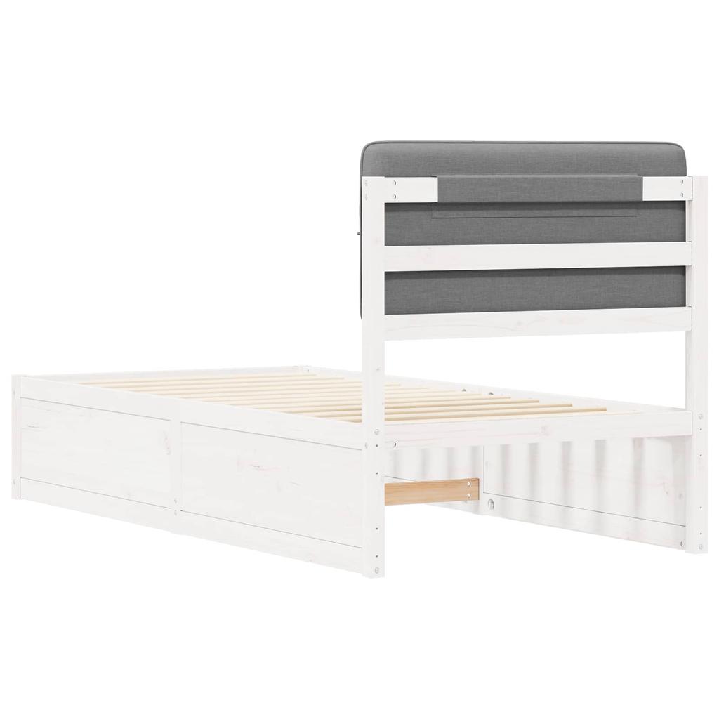 Bed Frame with Upholstered Headboard Light Grey 75 x 190 cm