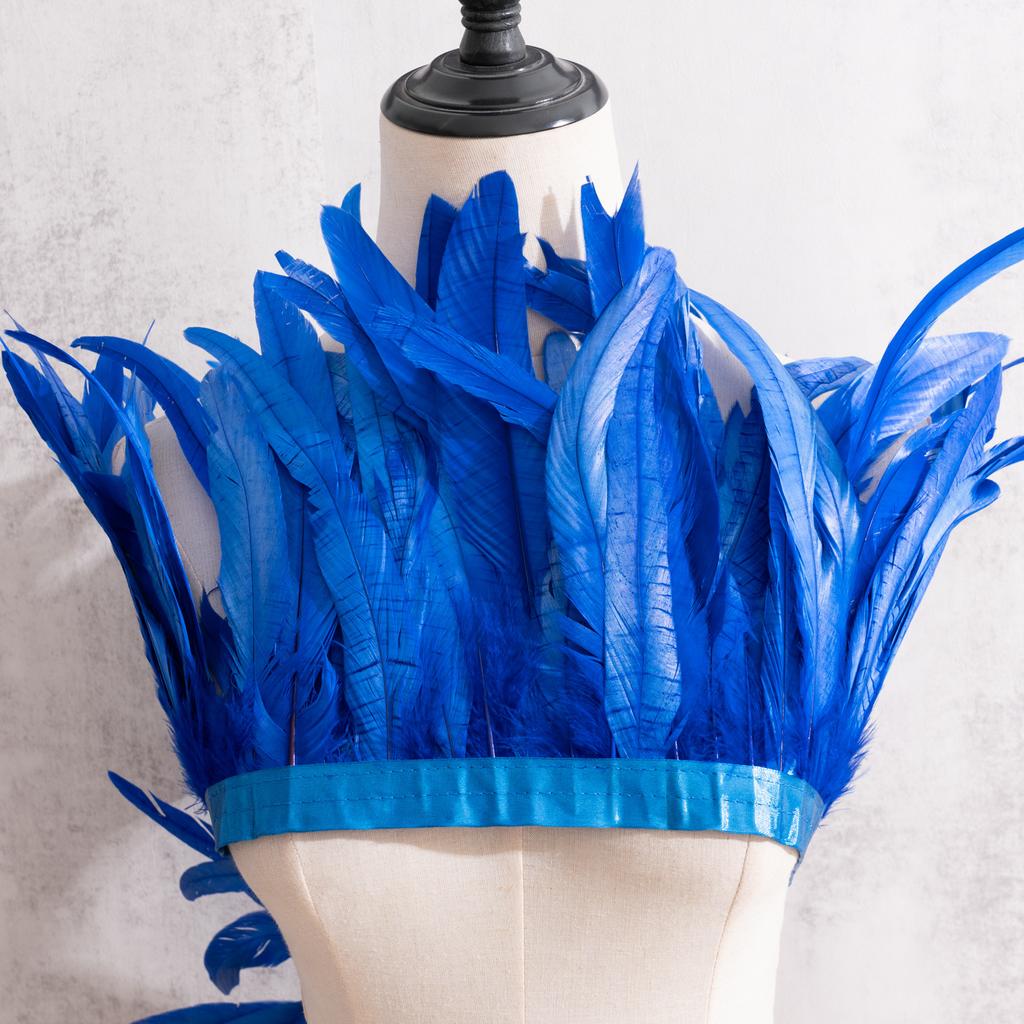 2 Meters/Strip Rooster Tail Cloth Edge Chicken Feather Cloth Strip Performance Dress Skirt Cloth With Shawl Feather Decoration Clothing Accessories