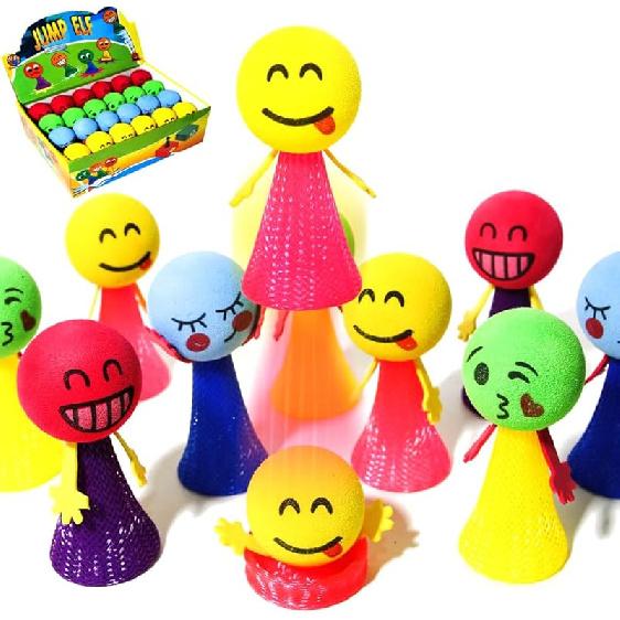 PROLOSO 40 Pcs Jumping Toys Popper Spring Launchers Bouncy Ball Hair Man Colorful Poppers