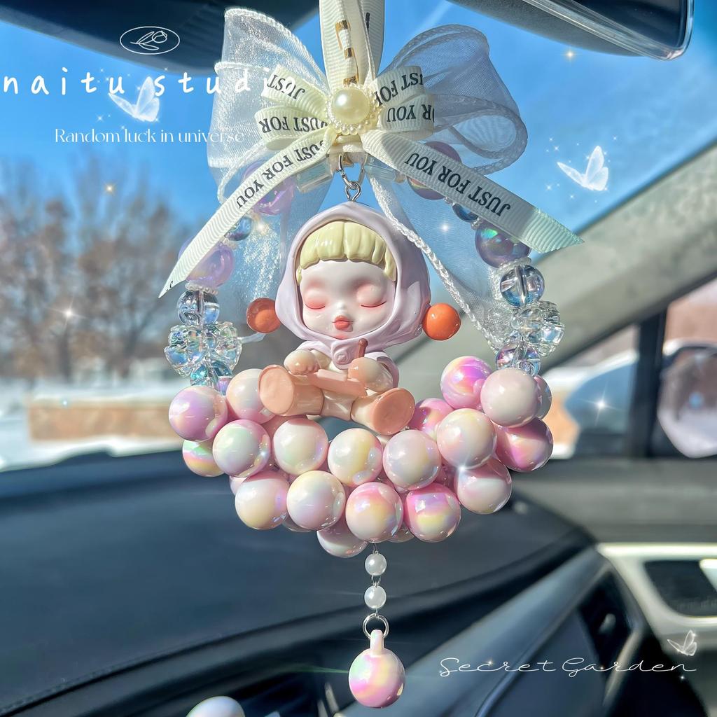 Bubble Temp Bow Decoration: Handmade High-End Car Mirror Ornament Gift