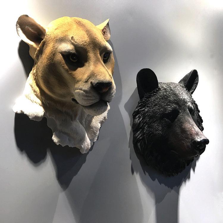 Nordic Style Resin Animal Head Wall Décor: Wolf & Lion