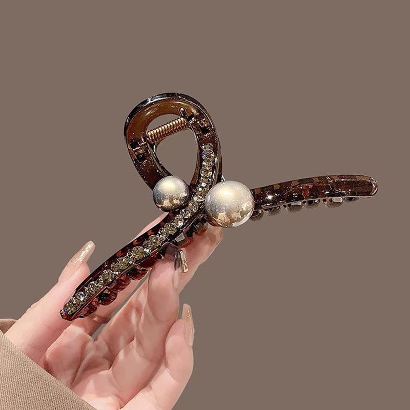 Elegante Schwarze Strass-Haarklammer - Großes High-End-Accessoire