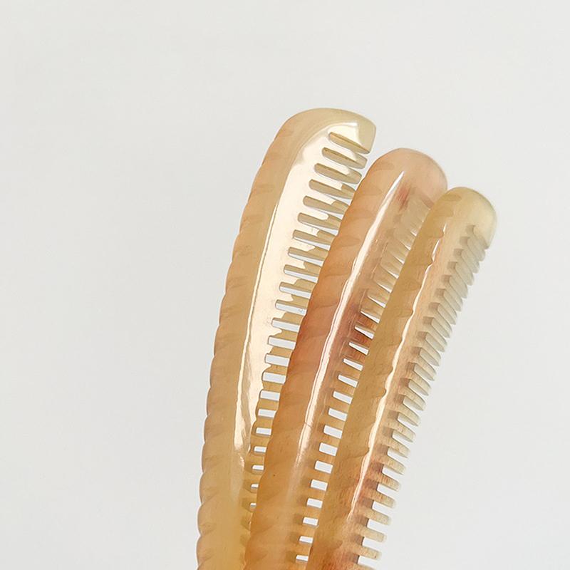Natural Sheep Horn Comb Anti-Static Fine Tooth Hair Styling Detangling Comb With Handle For Men Women Head Scalp Health Care