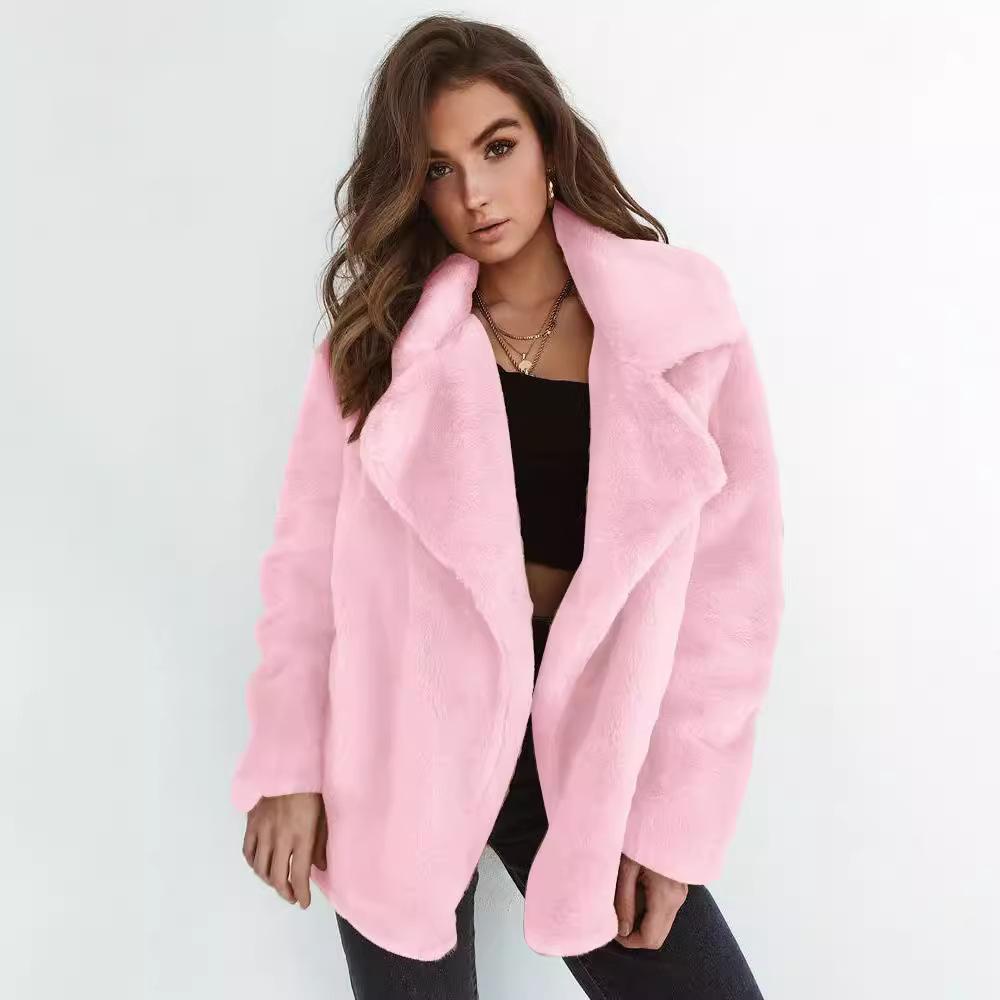 Fashionable Autumn and Winter Styles, Plush Lapel Jacket, Women's, Woolen Jacket, Autumn and Winter Thick Jacket, Plush Jacket