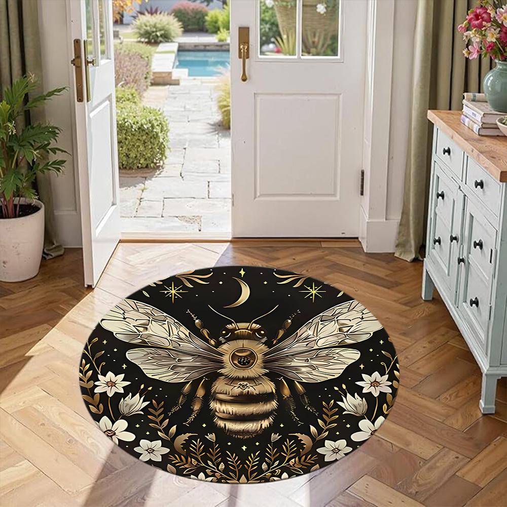 Bee Round Floor Rug Perfect for Dormitory Study room Decorate room Hallway Anti-slip Round Rug Anime Office Decor Gift for Festivals