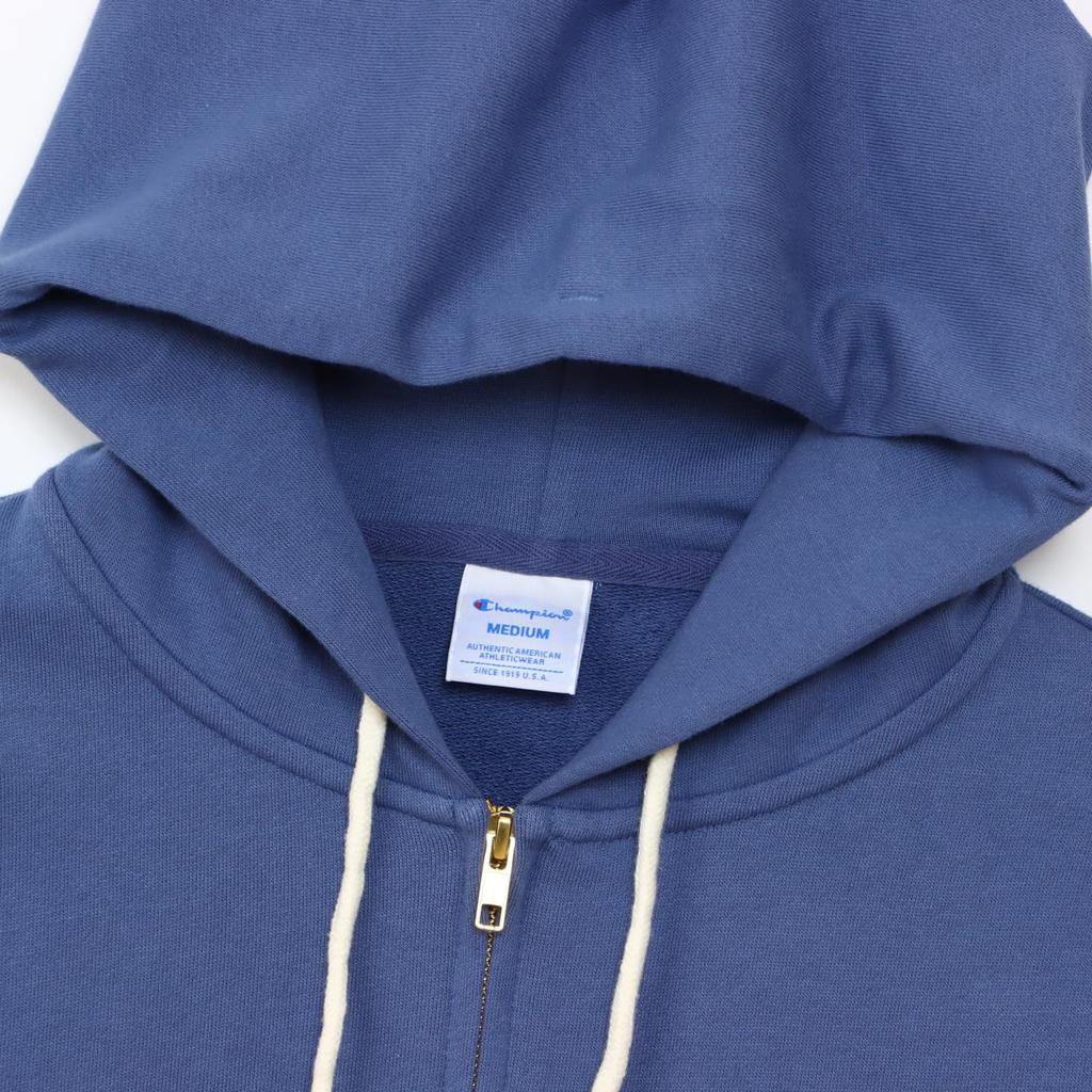 Champion Basic Long Sleeve Cotton USA Fleece Hoodie with Embroidered Zip Hooded Windsor Blue Women's Logo, Sweatshirt, (CW-Y108/CW-T109)