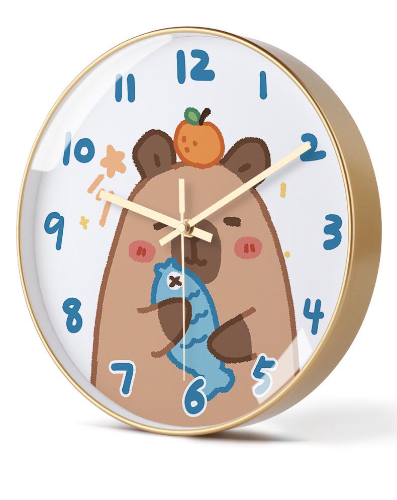 Capybara Cartoon Wall Clock: Cute, Creative, Automatic Time Adjustment for Living Room & Bedroom Decor