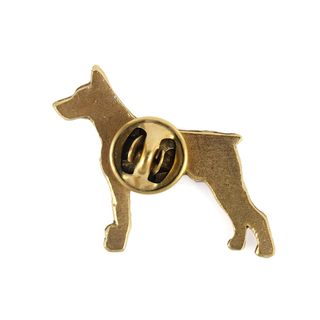 Dobermann, Doberman Pinscher, Dobie - Dog brooch in decorative box, elegant gold-plated pin, Art-Dog brand jacket pin