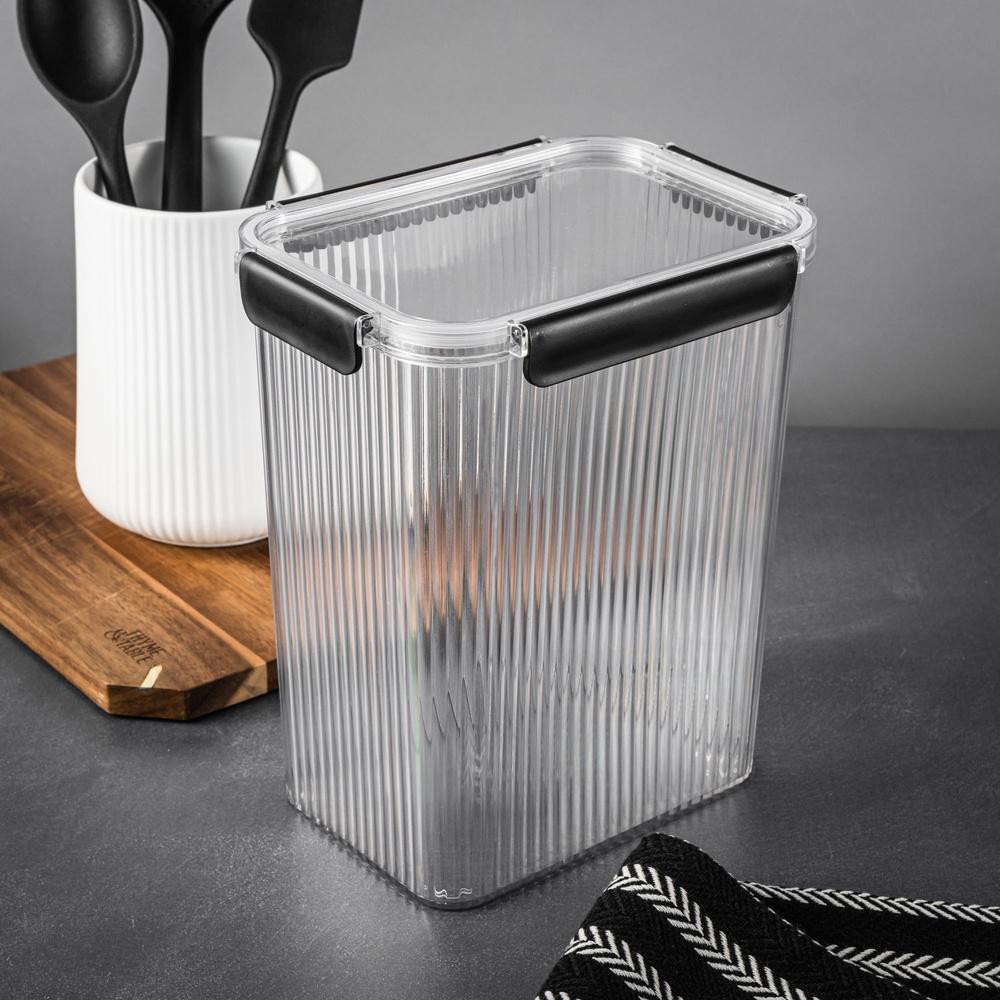 21.3 Cup Clear Ribbed Plastic Airtight Pantry Storage Container Stackable Food Organizer Dry Goods Cereal Pasta Rice Snacks