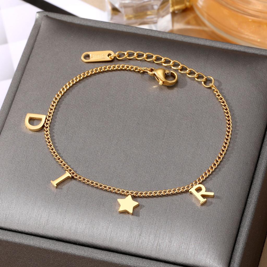 Korea Fashion Letter Star Pendant Bracelet Woman Simple Vintage New Style Creative Bracelet Luxury Zircon Accessories Gifts