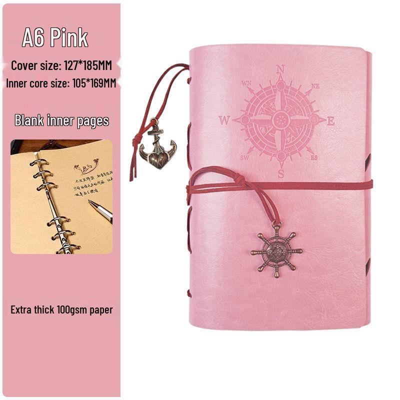 Vintage Pirate-Themed Loose-Leaf Journal - Kraft Paper & Doodle Diary