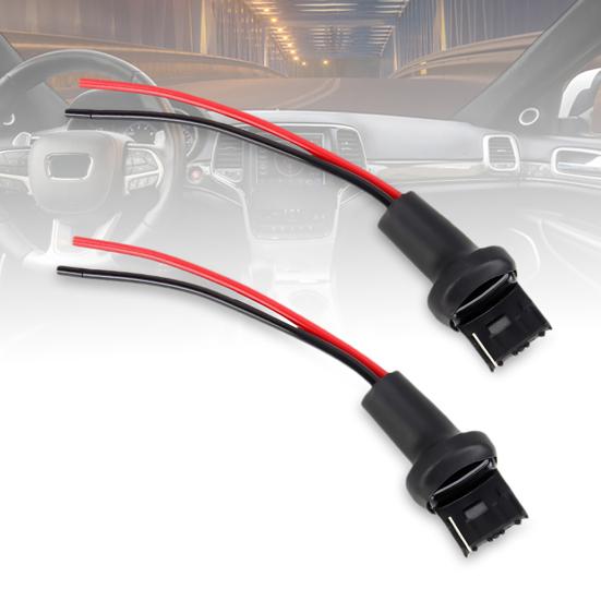 1 Pair 7440 T20 Wiring Harness Heat Resistance Multifunctional Plastic Socket Connector Wiring Harness for Headlight