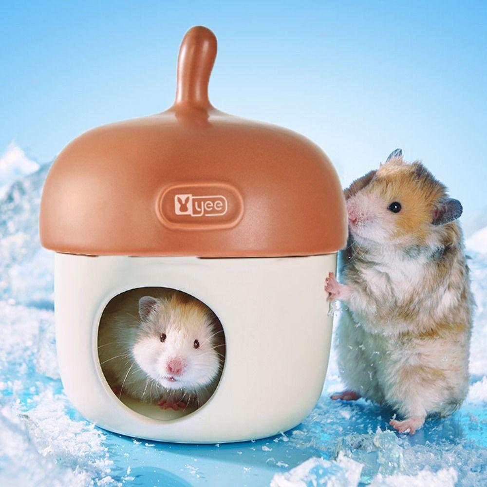 Cute Acorn Hamster Ice Cage Decorative Hamster Cooling Nest  Oversized Golden Bear