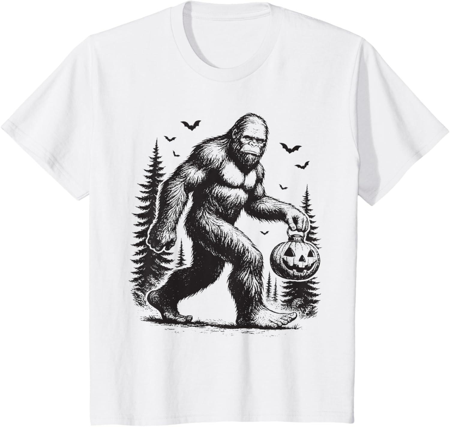 Spooky Halloween Bigfoot Pumskin Shirt Men Women T-Shirt Mens Womens Tees Top unisex T-Shirt Mens Womens Tees Top 3XL