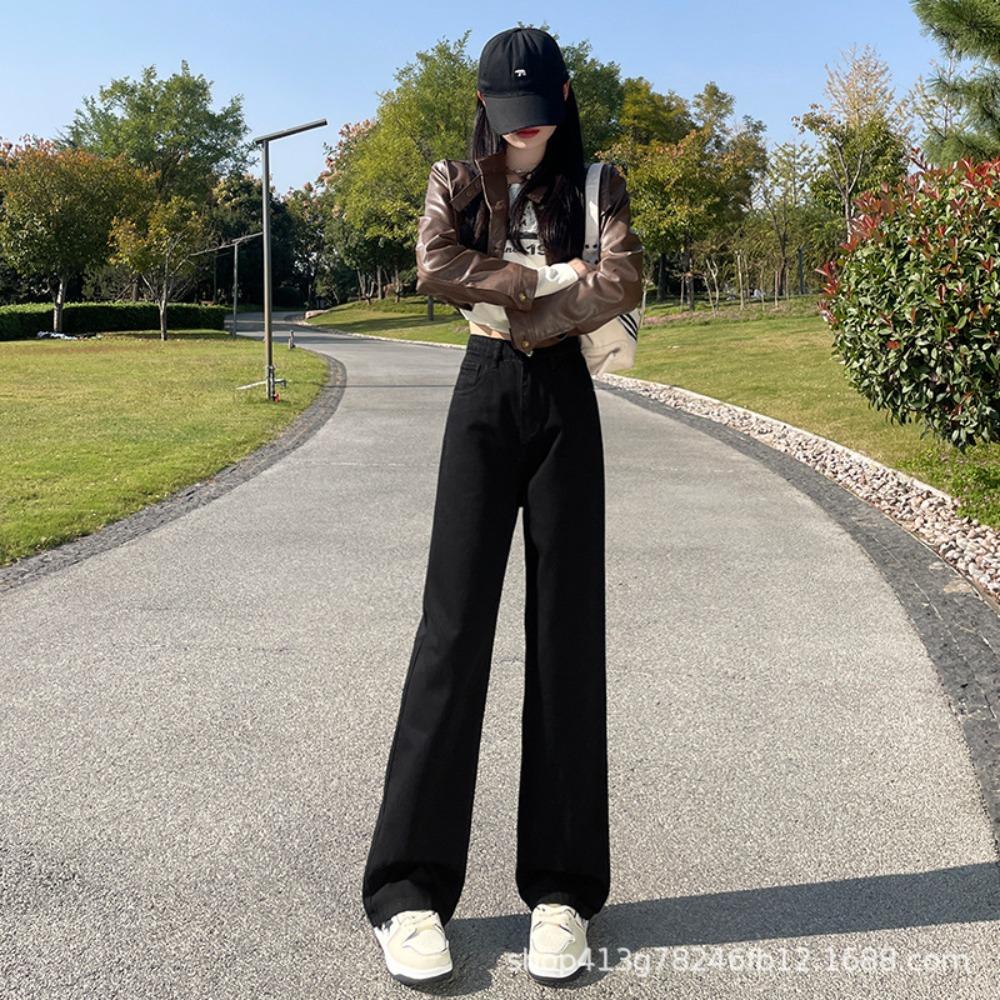 Niche High-waisted Wide-leg Jeans Women's New Loose and Thin Versatile Commuter Straight Drape Floor Pants Tide