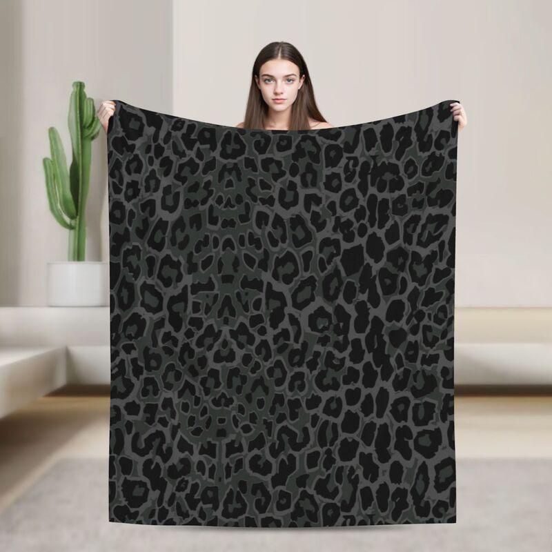 Dark Gray Black Leopard Cheetah Print Flannel Fleece Blanket Lightweight Blanket Soft Warm Cozy Fuzzy Throw Blanket for Bed Sofa