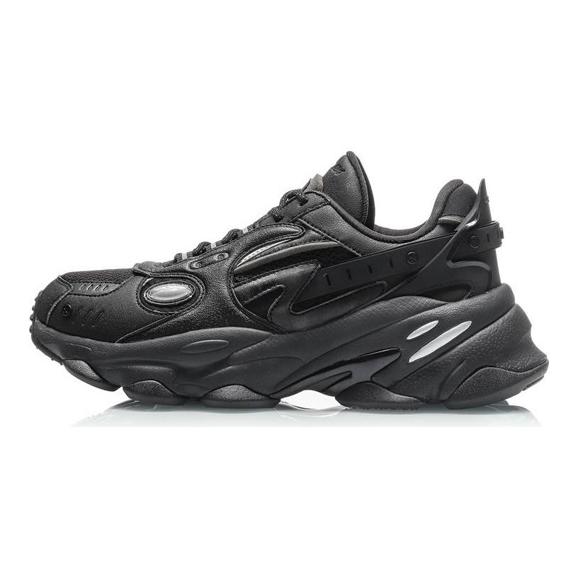 Li Ning CF Alien Secret Silk Road Slip Resistant, Abrasion Resistant, Breathable Low Top Chunky Sneakers Men's Black AGLQ181-4