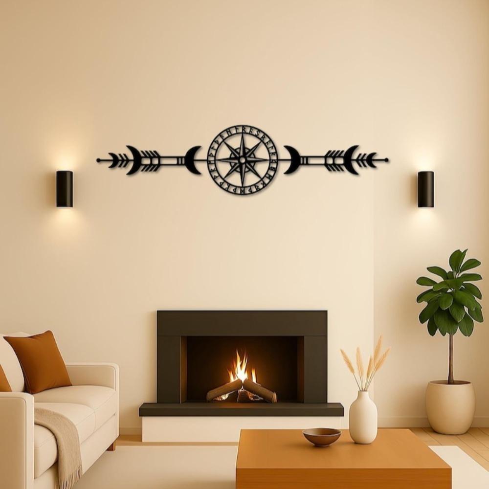 Vegvisir Compass Metal Wall Art Norse Viking Rune Decor Wayfinder Gift for Him Adventure Home Office Decoration