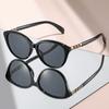 Fashionable and classic cat-eye small-frame sunglasses with diamond-like embellishments on the temples, versatile sunglasses