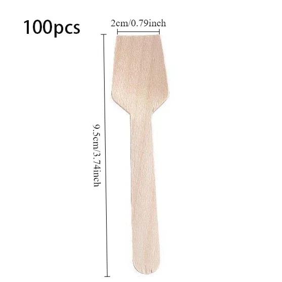 100Pcs Disposable Mini Wooden Spoon Fruit Dessert Forks Spoons Ice Cream Spoon Western Wedding Party Tableware Kitchen Accessory