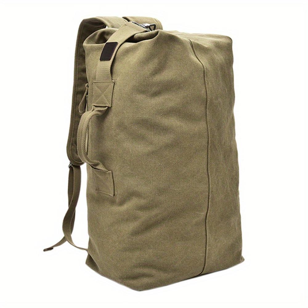 Large Capacity Khaki Canvas Backpack Men's Adjustable Travel Mountaineering Backpack Men's Backpack